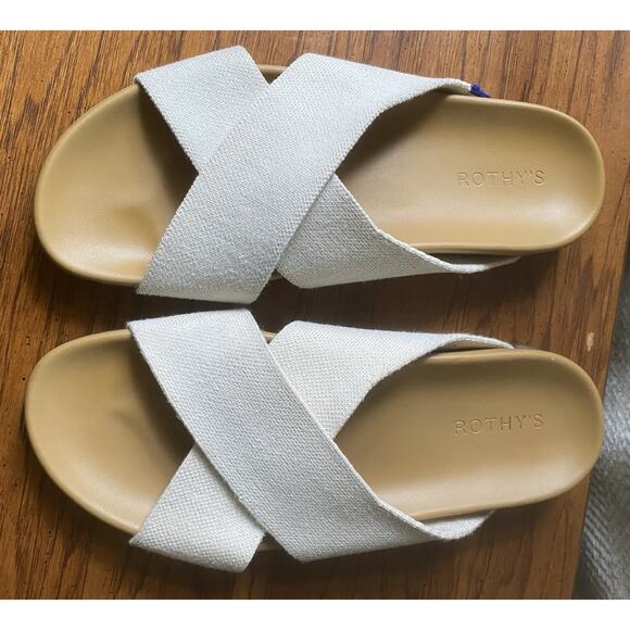 Rothy's Shoes - Rothy's The Weekend Slide Women's 9.5 Oat Cross Strap Sandals Shoes